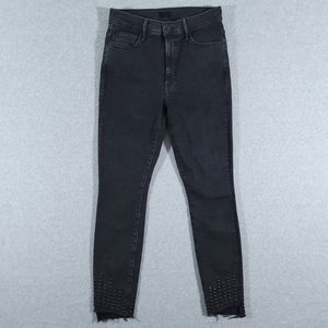 MOTHER Stunner Zip Ankle Step Fray Studded Jeans Size 27 Wrong Side Of The Track